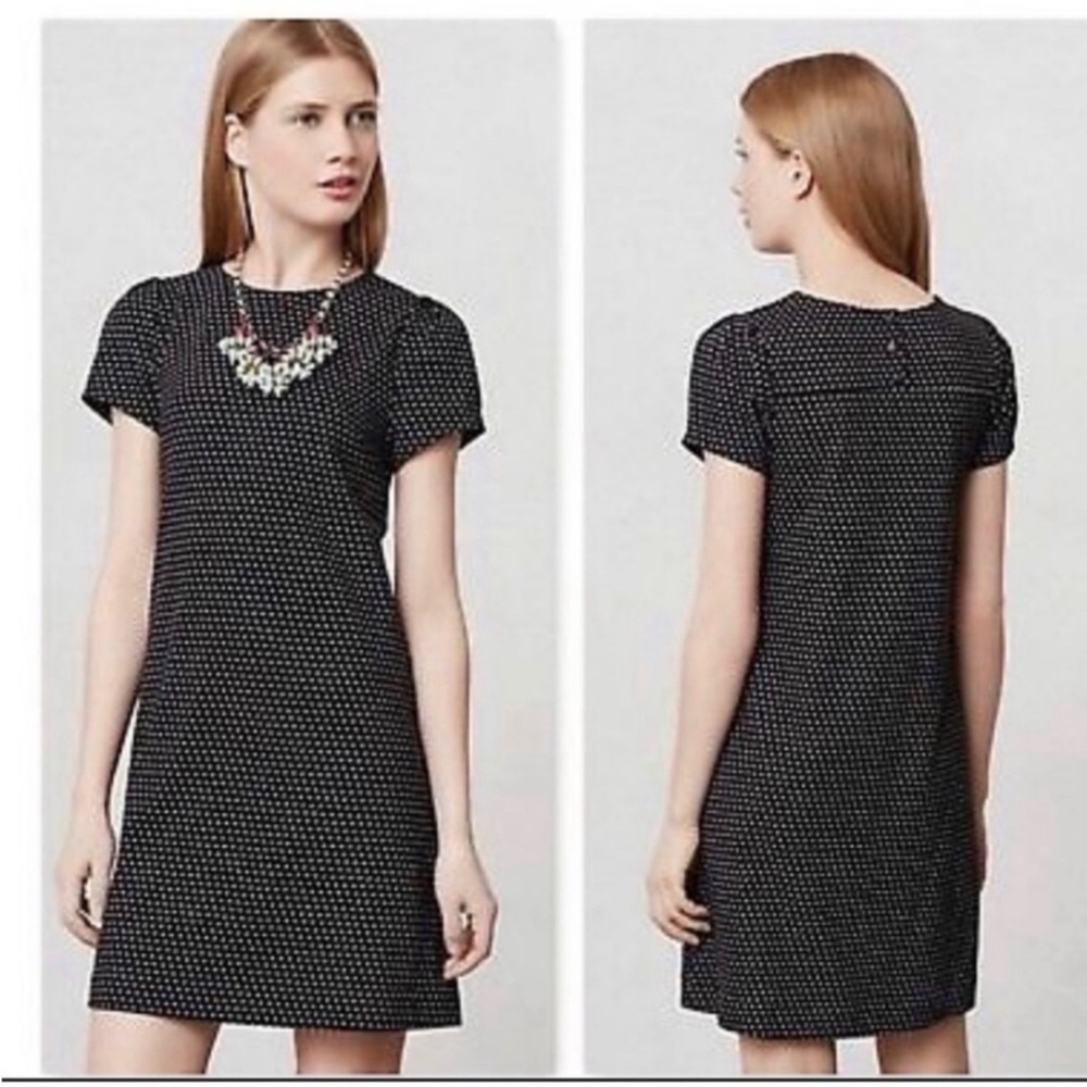 Anthropologie Maeve Polka Dot Dress Pleated Puff Sleeve Size Small